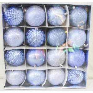 Box 16 Sfere 8cm Celeste Polvere Assortite Decorazioni Natale