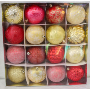 Box 16 Sfere 8cm Rosso Oro Assortite Decorazioni Natale