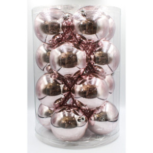 Box 16 Sfere 8cm Rosa Lucido Decorazioni Natalizie