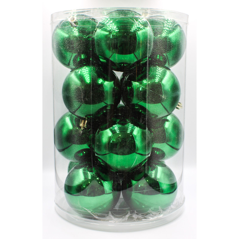Box 16 sfere natalizie lucide verde petrolio Ø8 cm eleganti
