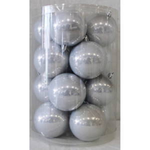 Box 16 Sfere 8cm Argento Perlato Decorazioni Natale