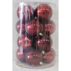 Box 16 Sfere 8cm Bordeaux Perlato Decorazioni Natale