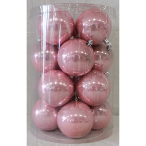 Box 16 Sfere 8cm Rosa Perlato Decorazioni Natalizie