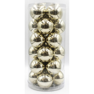 Box 24 Sfere 4cm Champagne Lucido Decorazioni Natale