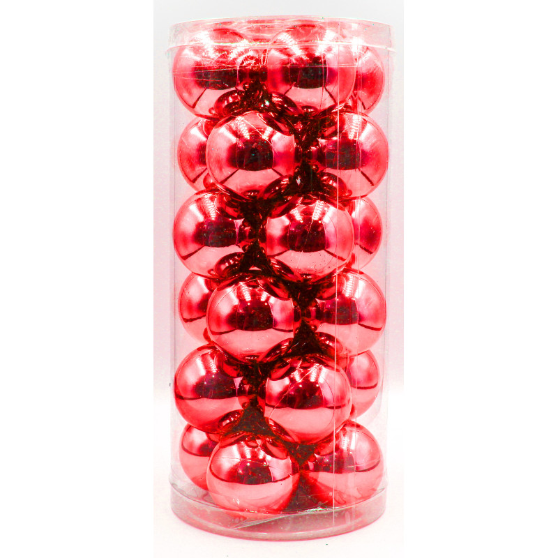 Box 24 Sfere 4cm Rosso Lucido Decorazioni Natalizie
