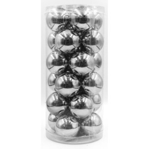Box 24 sfere natalizie lucide silver Ø4 cm eleganti