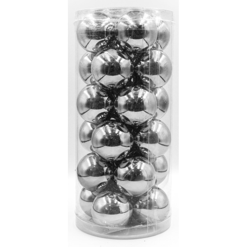 Box 24 sfere natalizie lucide silver Ø4 cm eleganti