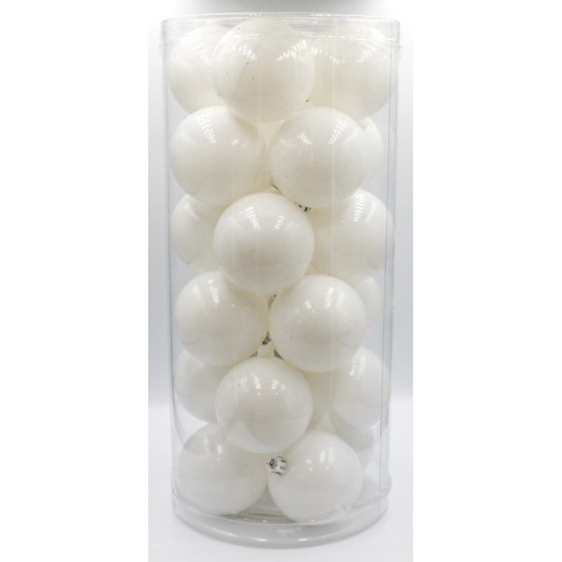 Box 24 Sfere 6cm Bianco Lucido Decorazioni Natalizie