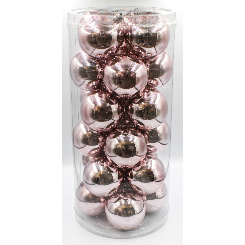 Box 24 Sfere 6cm Rosa Lucido Decorazioni Natalizie