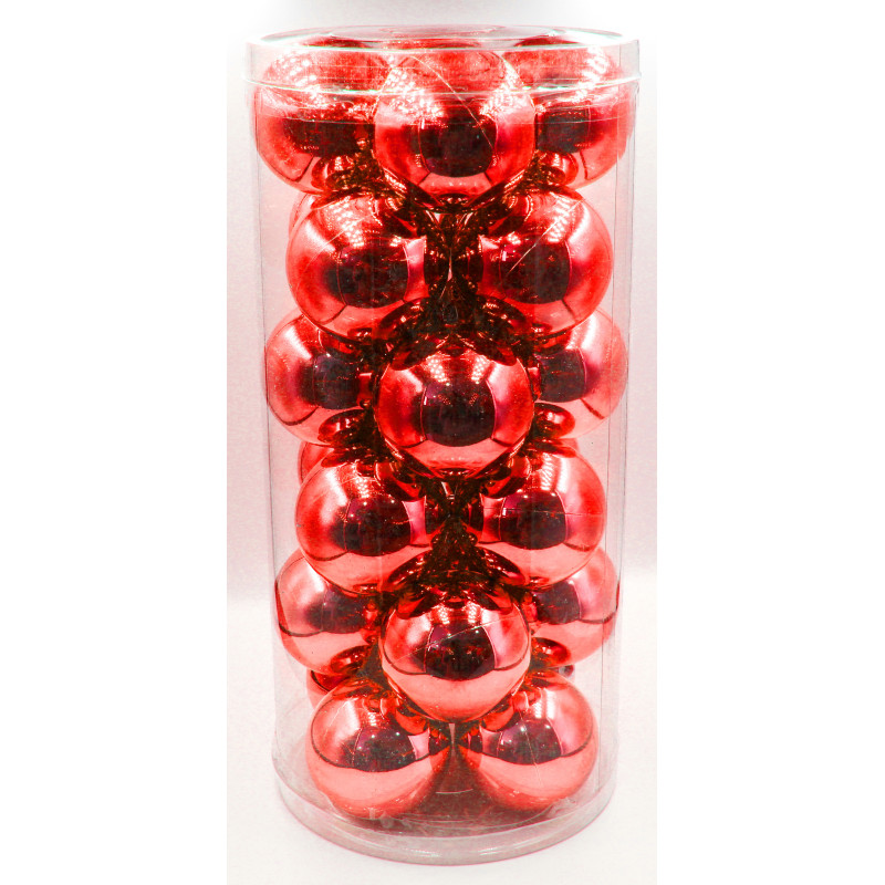 Box 24 Sfere 6cm Rosso Lucido Decorazioni Natalizie