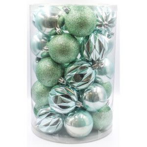 Box 30 Sfere 6cm Tiffany Assortite Decorazioni Natale