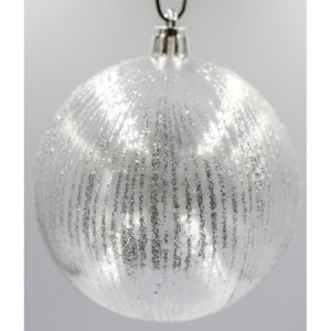 Box 4 Sfere 12cm Glitter Argento Decorazioni Natale