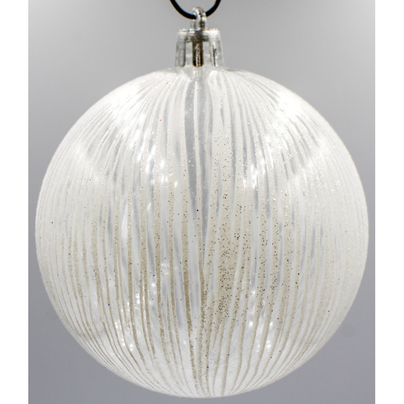 Box 4 Sfere 12cm Glitter Bianco Decorazioni Natale