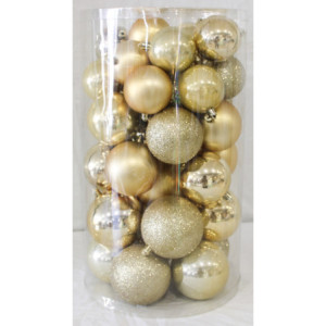 Box 40 Sfere 6-7-8cm Oro Assortite Decorazioni Natale