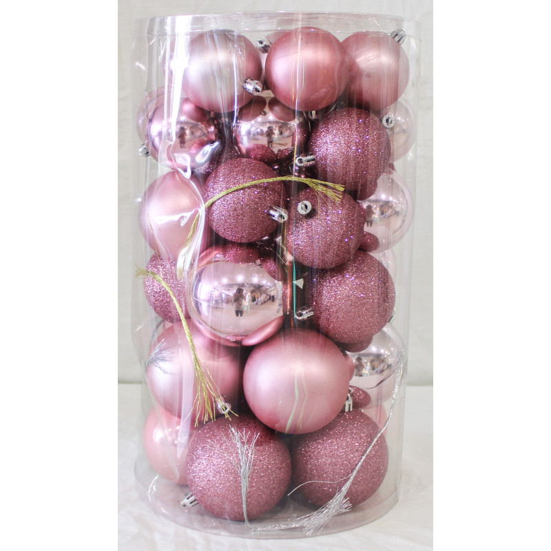 Box 40 Sfere 6-7-8cm Rosa Assortite Decorazioni Natale