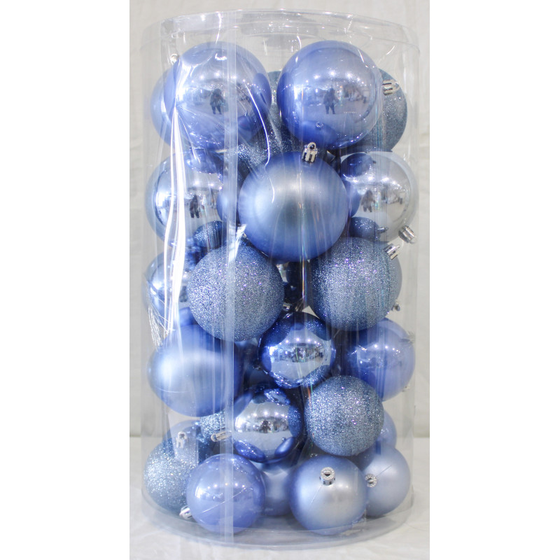 Box 40 Sfere 6-7-8cm Celeste Polvere Assortite Natale