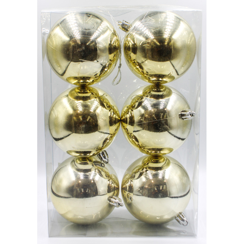 Box 6 sfere natalizie oro Ø8 cm eleganti per decorazioni