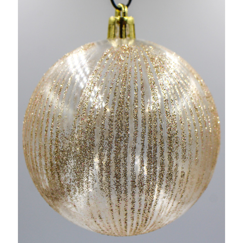 Box 6 sfere natalizie glitter crema Ø10 cm eleganti