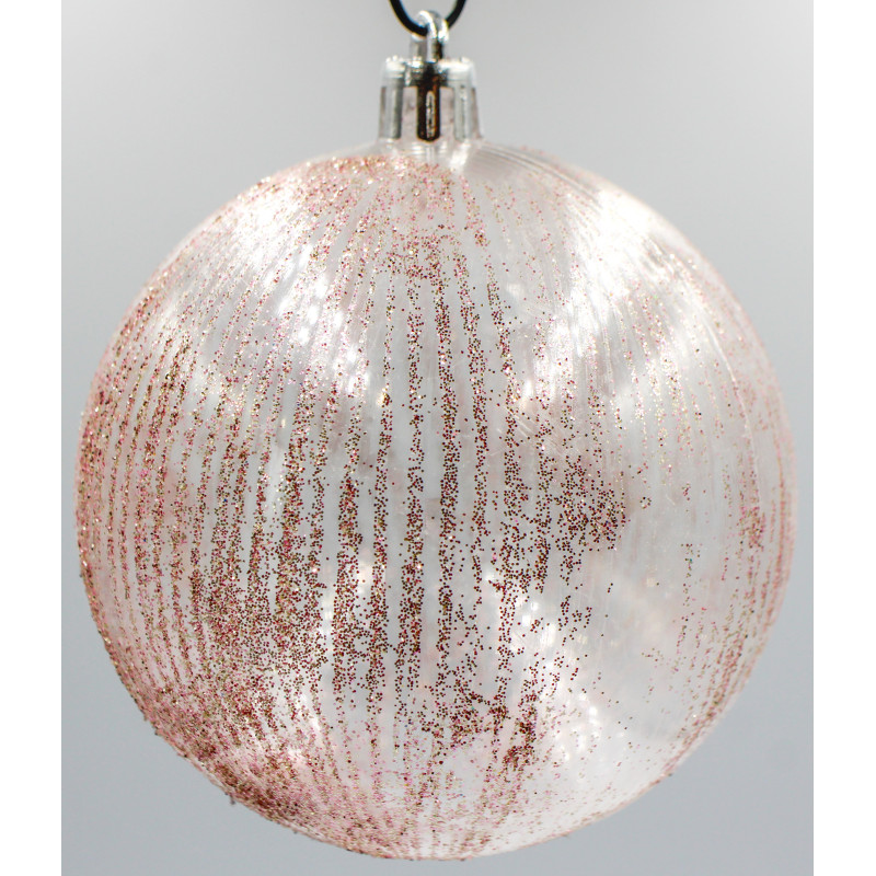 Box 6 Sfere 10cm Glitter Rosa Decorazioni Natale