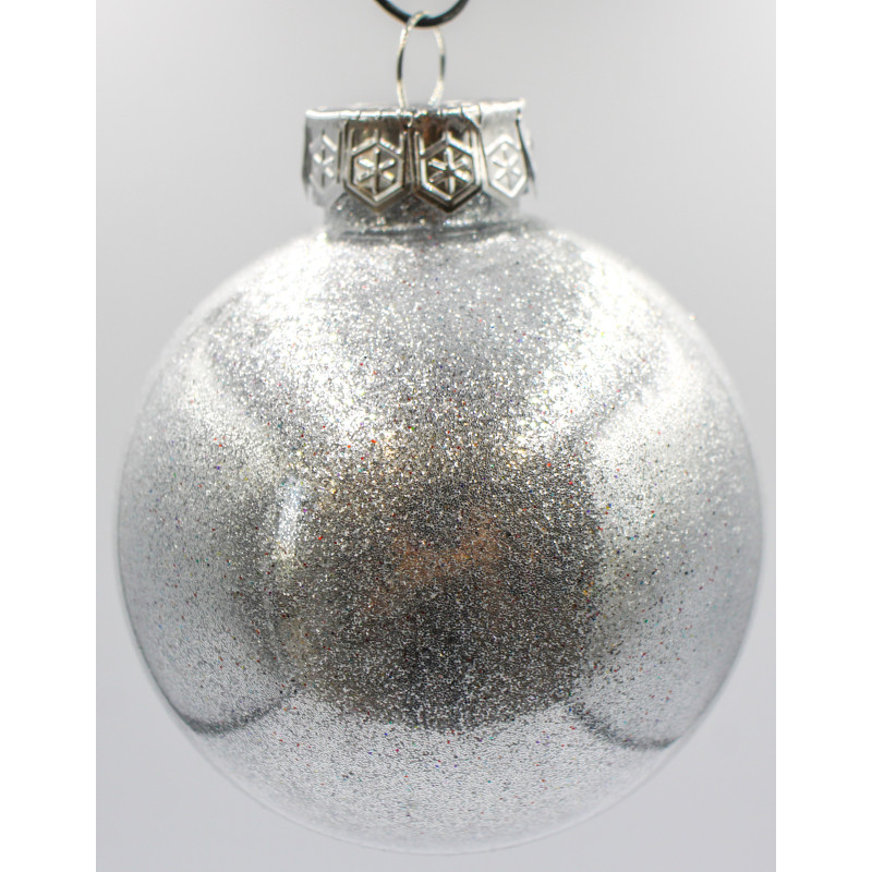 Box 6 Sfere 10cm Total Glitter Argento Natale