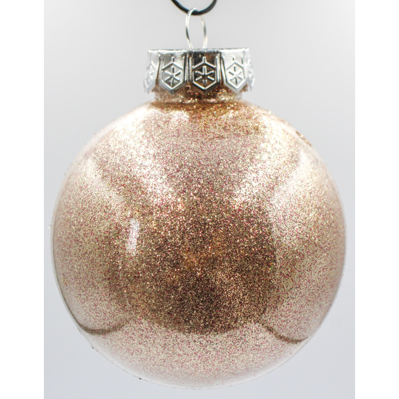 Box 6 Sfere 10cm Total Glitter Crema Natale