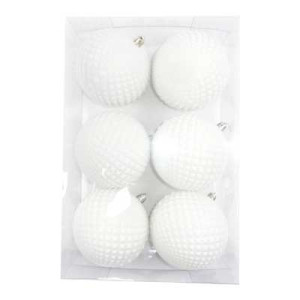 Box 6 sfere natalizie velluto bianco rombi Ø10 cm elegante