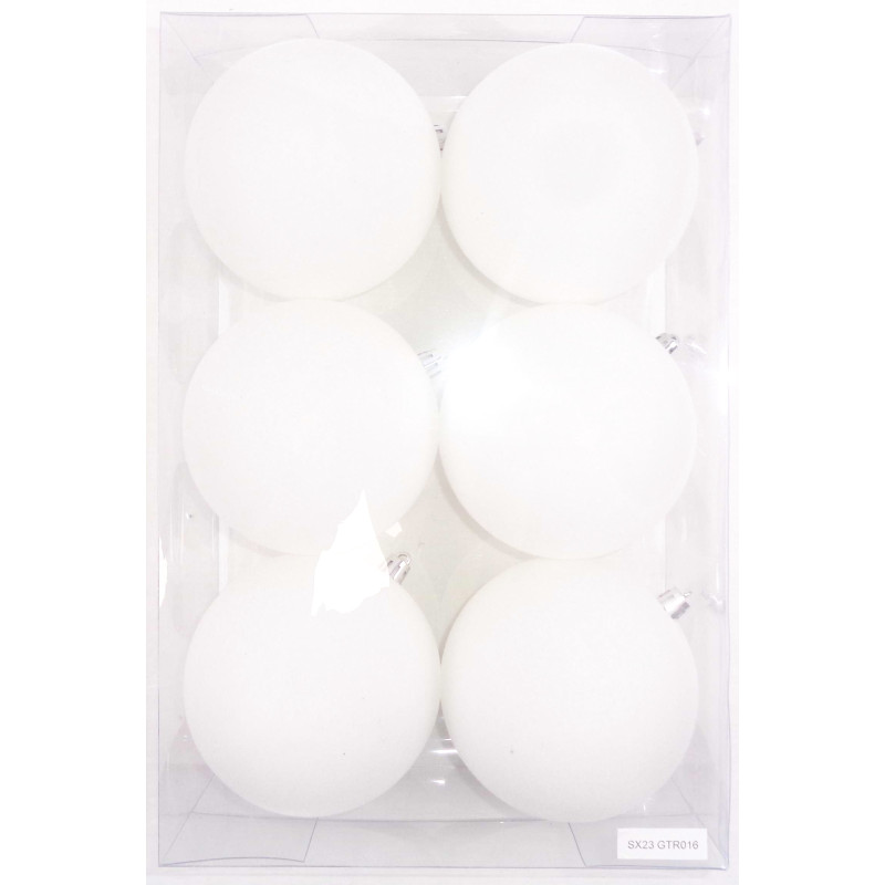 Box 6 sfere natalizie velluto bianco Ø10 cm elegante