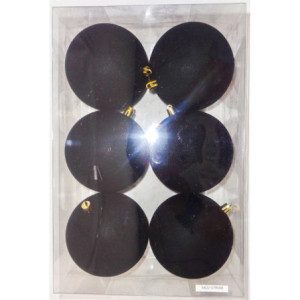 Box 6 Sfere 10cm Finitura Velluto Nero Natale