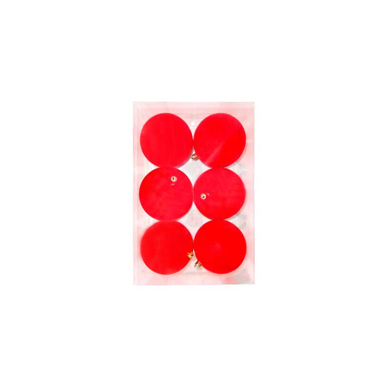 Box 6 Sfere 10cm Finitura Velluto Rosso Natale