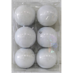 Box 6 Sfere 12cm Finitura Perlata Bianco Natale