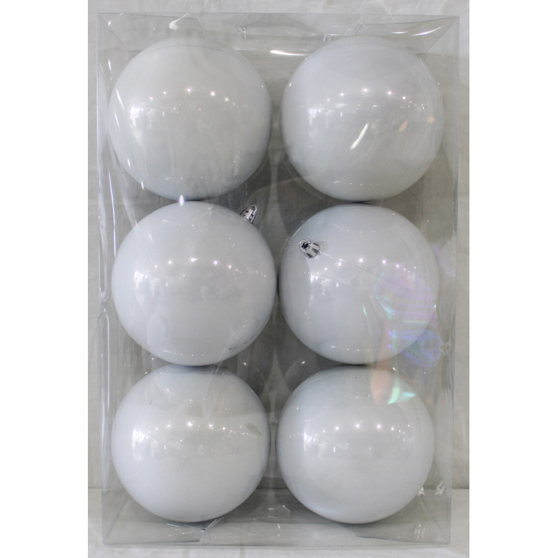 Box 6 Sfere 12cm Finitura Perlata Bianco Natale