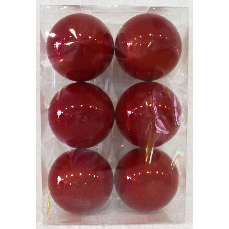 Box 6 Sfere 12cm Finitura Perlata Bordeaux Natale