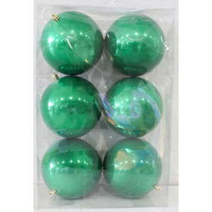 Box 6 Sfere 12cm Finitura Perlata Verde Muschio Natale