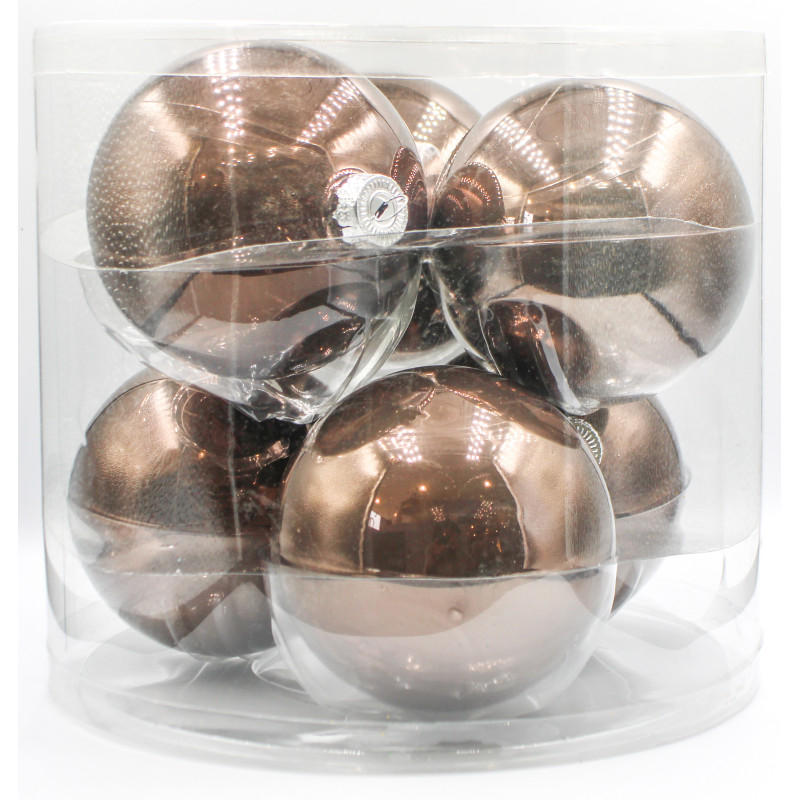 Box 6 Sfere Vetro Canna di Fucile 10cm Decorazioni Natale