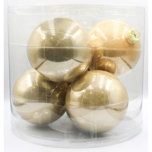 Box 6 Sfere Vetro Crema 10cm Decorazioni Natale