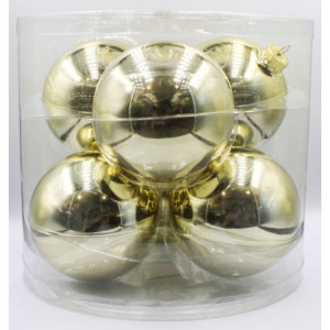 Box 6 Sfere Vetro Oro 10cm Decorazioni Natale