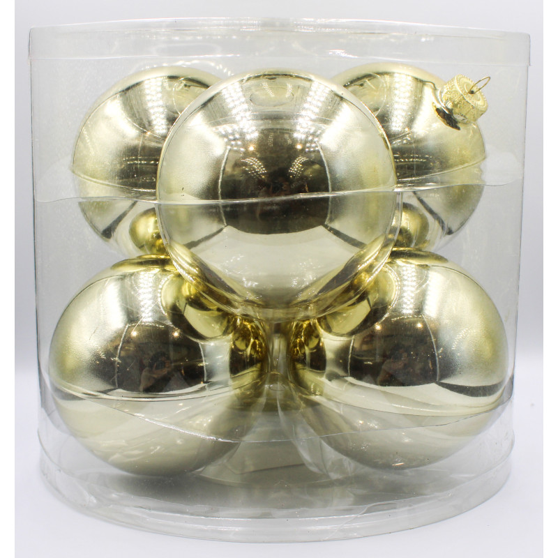 Box 6 Sfere Vetro Oro 10cm Decorazioni Natale