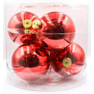 Box 6 Sfere Vetro Rosso 10cm Decorazioni Natale