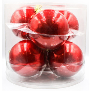 Box 6 Sfere Vetro Rosso 10cm Decorazioni Natale