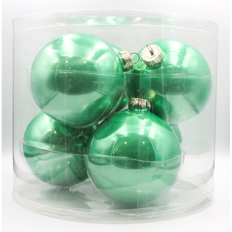 Box 6 Sfere Vetro Tiffany 10cm Decorazioni Natale