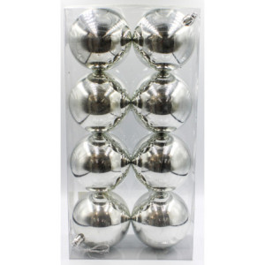 Box 8 Sfere Argento 7cm Decorazioni Natale