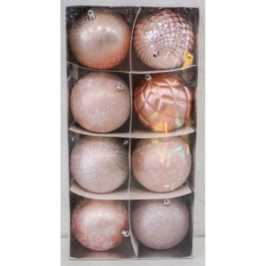 Box 8 Sfere 10cm Rosa Cipria Decorazioni Natale