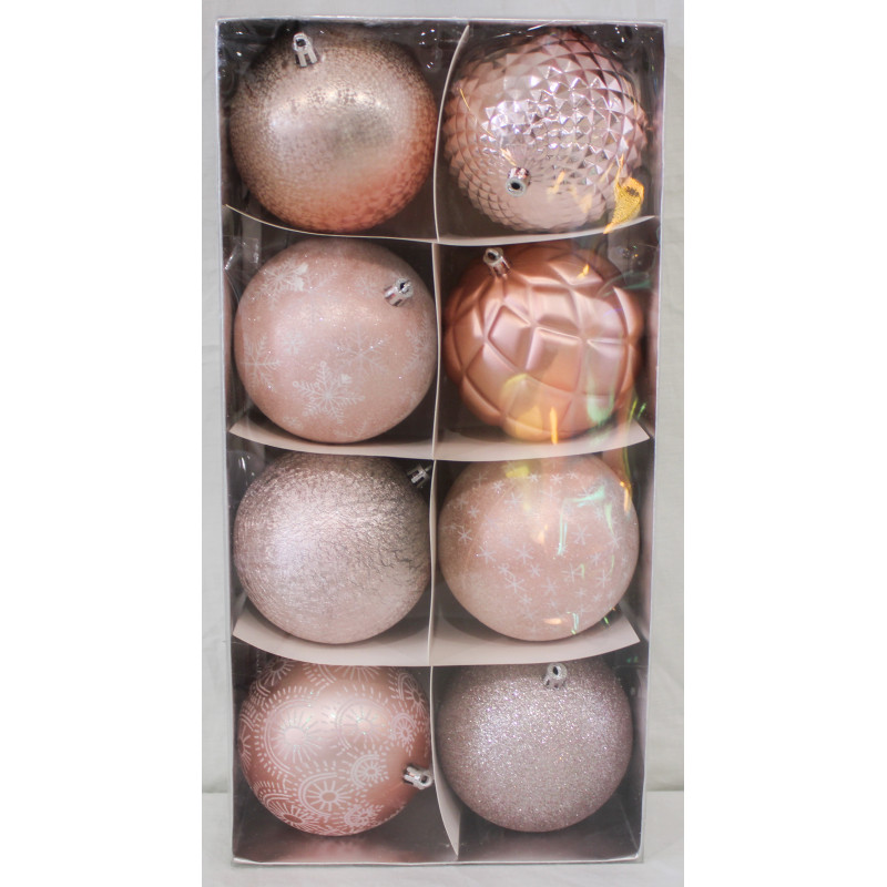 Box 8 Sfere 10cm Rosa Cipria Decorazioni Natale