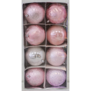 Box 8 Sfere 10cm Rosa Decorazioni Natale