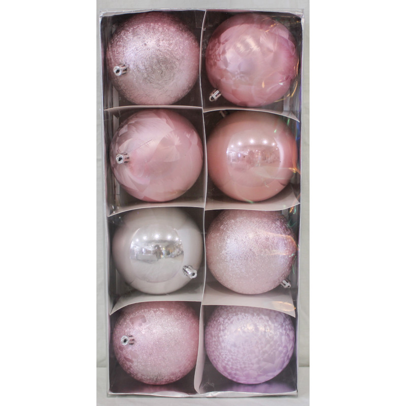 Box 8 Sfere 10cm Rosa Decorazioni Natale