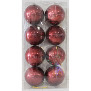 Box 8 Sfere 10cm Perlato Bordeaux Decorazioni Natale