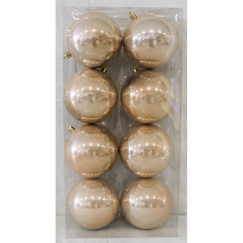 Box 8 Sfere 10cm Perlato Crema Decorazioni Natale