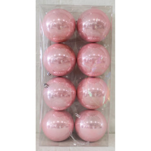 Box 8 Sfere 10cm Perlato Rosa Decorazioni Natale