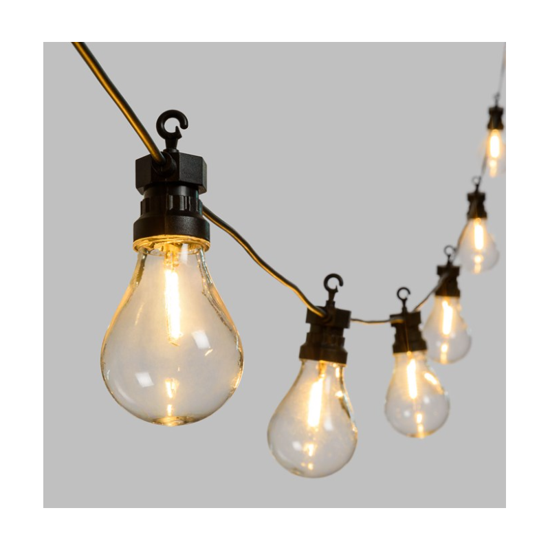 Catena 20 luci 10 metri prolungabile bianco caldo IP44 Natale