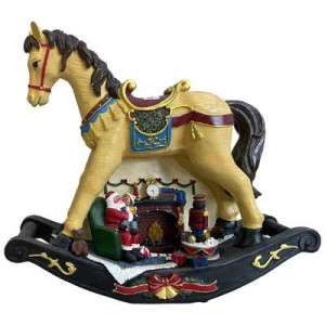 Cavallo a dondolo musicale luci e movimento 50x20x45h cm Natale